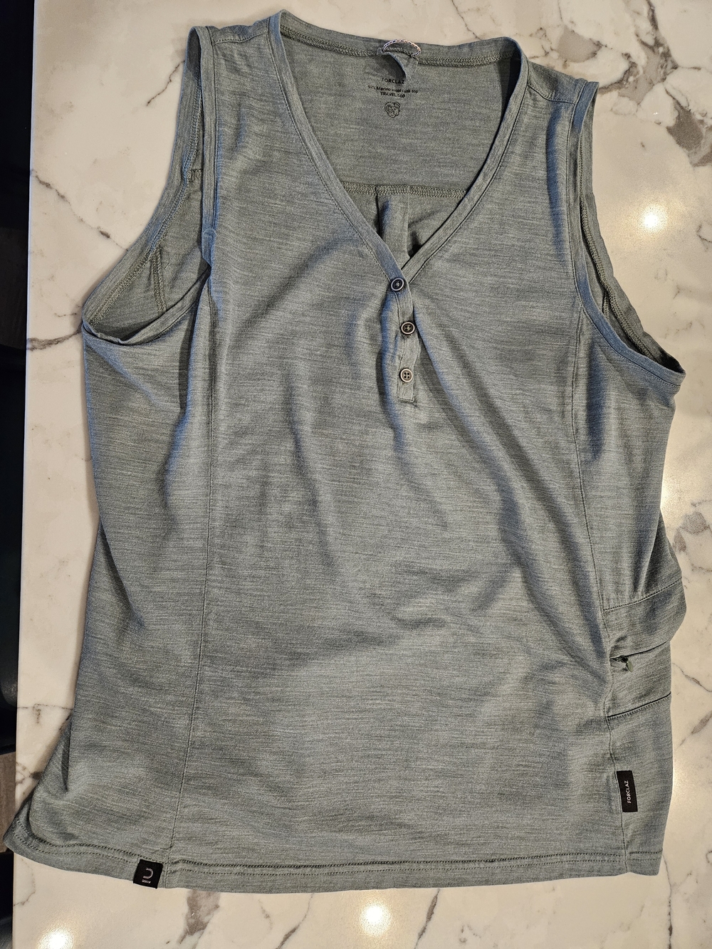 Decathalon Forclaz  Heathered Sage Green  Merino Tank Large